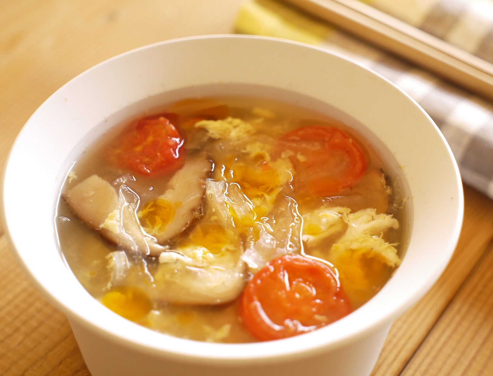 寒天と椎茸のたまごスープ